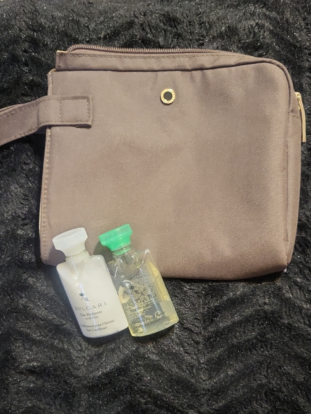 Bvlgari Conditioner Abd Shampoo W/ Toiletry Bag.